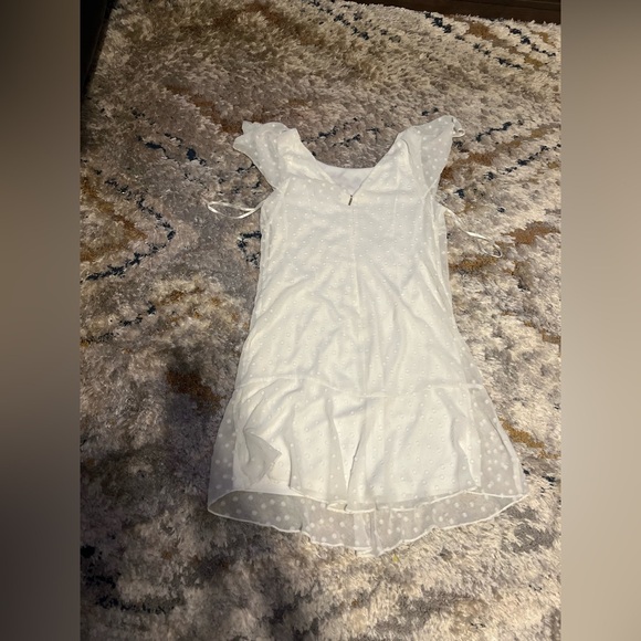 Karl Lagerfeld White Babydoll Mini Dress with Flutter Sleeves - Picture 7 of 9